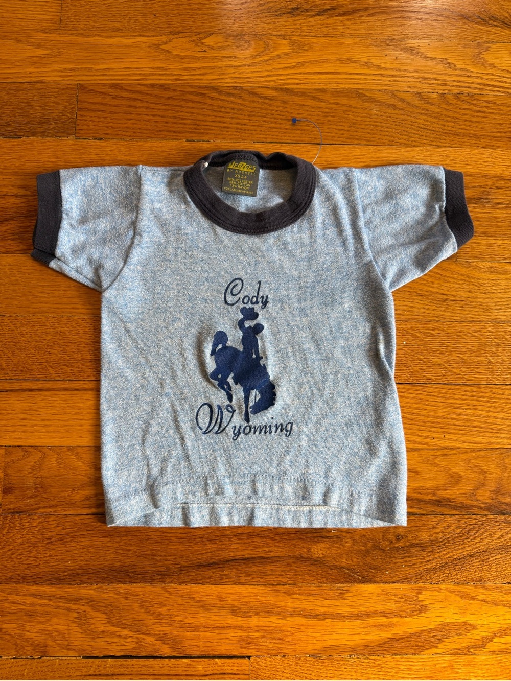 Vintage 70s Cody Wyoming Cowboy T-shirt, Ringer Baby Toddler 2T Cute Rodeo